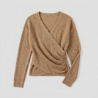Wrap front jumper with a V-neck and ruched side, view 6