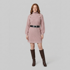 A-line knit dress with a turtleneck in an acrylic blend, view 1