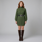 A-line turtleneck knit dress, view 9