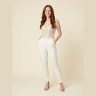 White corset jumpsuit, view 2