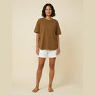 Oversized t-shirt with a curved hem and relaxed shoulder, view 1