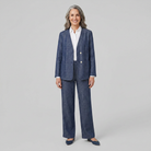 Reversible jacket in indigo lyocell linen with a denim texture, view 1