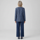 Reversible indigo denim jacket with a button front, view 4