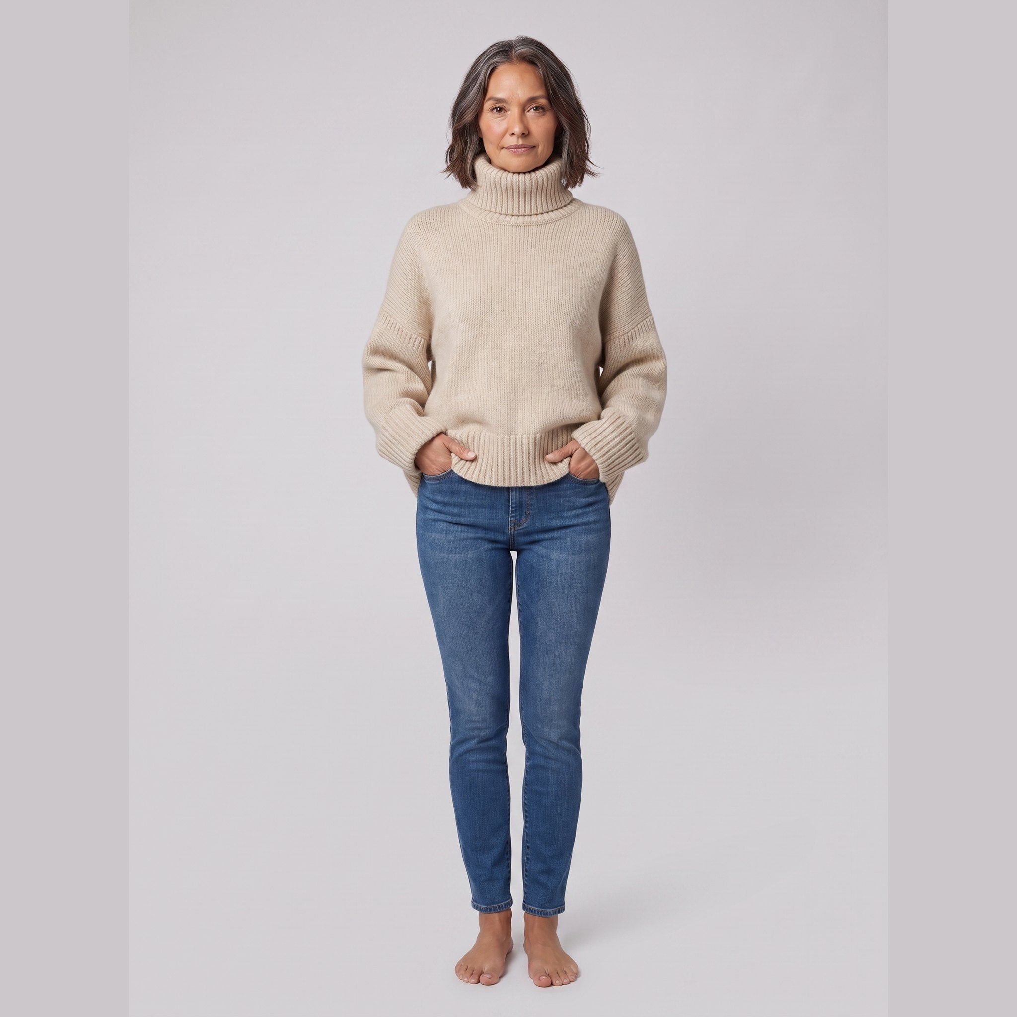 Longline turtleneck jumper with a relaxed fit, view 2