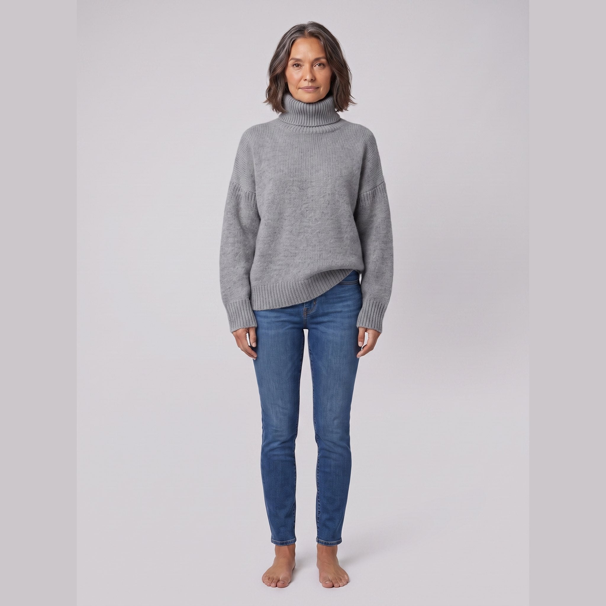 Longline turtleneck jumper with a relaxed fit, view 5