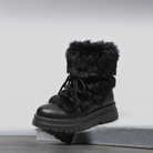 Insulated lace-up winter boots with a faux fur cuff and non-slip sole, view 1