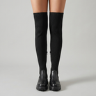Vegan leather knee high boots, view 2