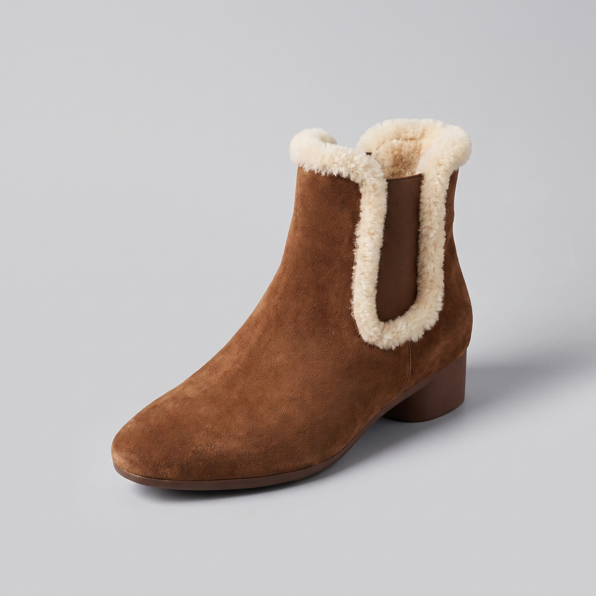 Ankle boots with a round toe and low heel in a suede-touch finish, view 3