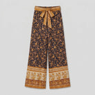 Pamela Boutique brown floral wide-leg trousers with tie belt, product detail