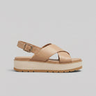 Almond-tone flatform sandal with an easy buckle closure, view 2