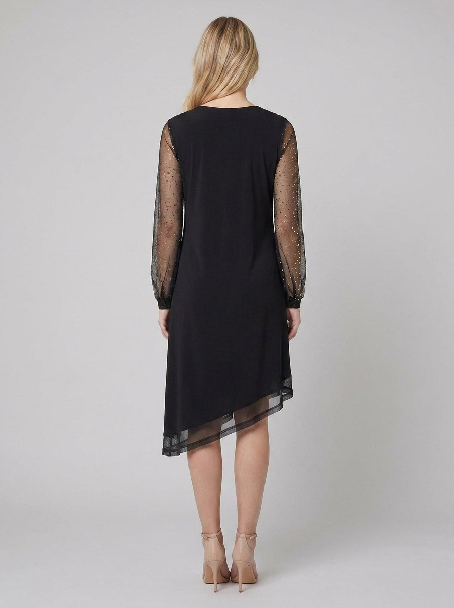 Black evening dress with a fluid skirt, view 4