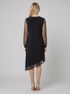 Black evening dress with a fluid skirt, view 4