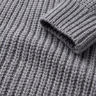 Halla cardigan fabric detail, heather grey chunky rib knit with ribbed cuff