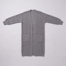 Halla longline chunky rib cardigan in grey, flat lay product shot
