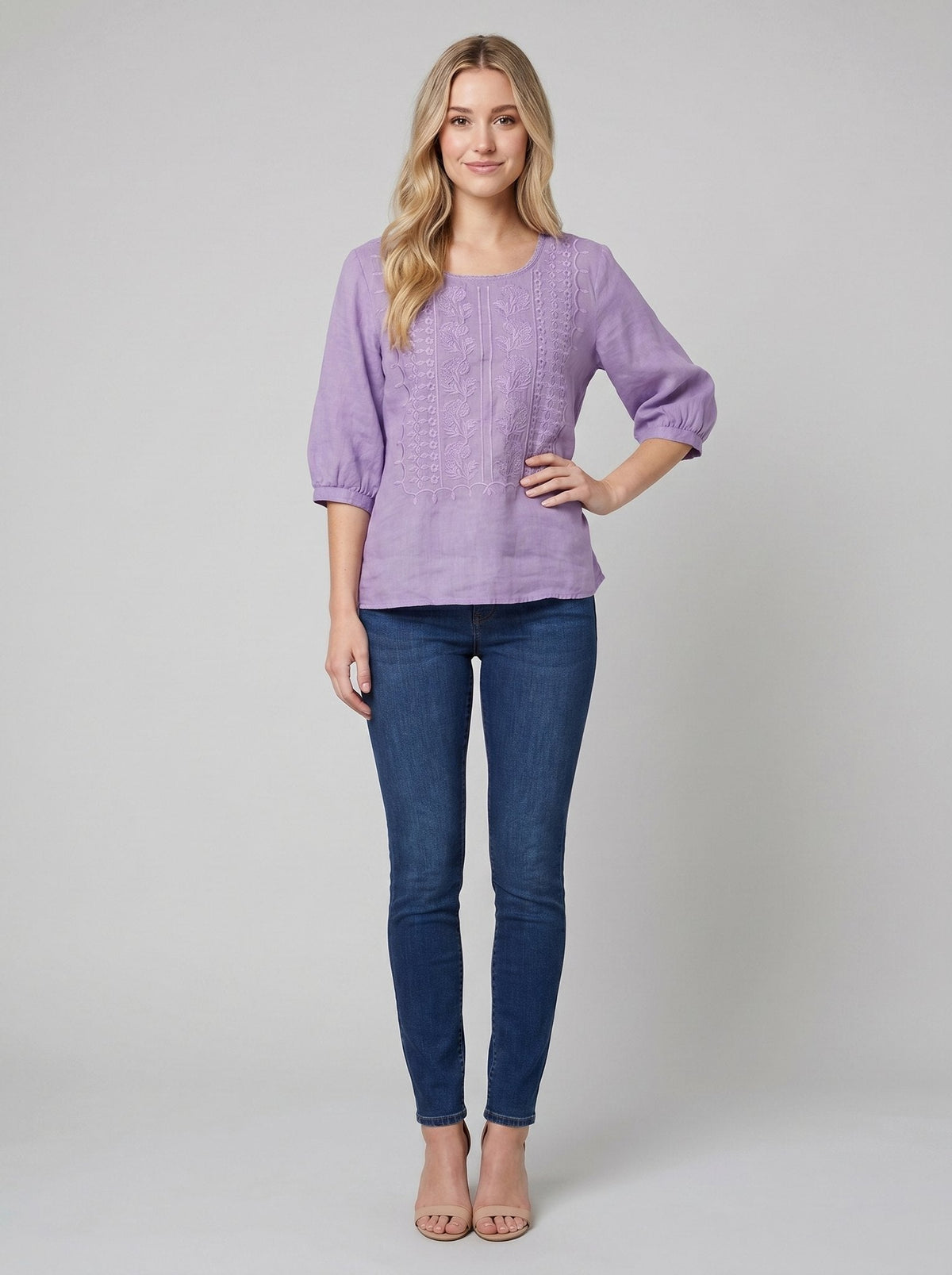Embroidered blouse with an easy shoulder, view 4