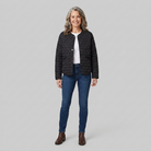 Lightweight quilted jacket with heart-pattern quilting and press stud front, view 1