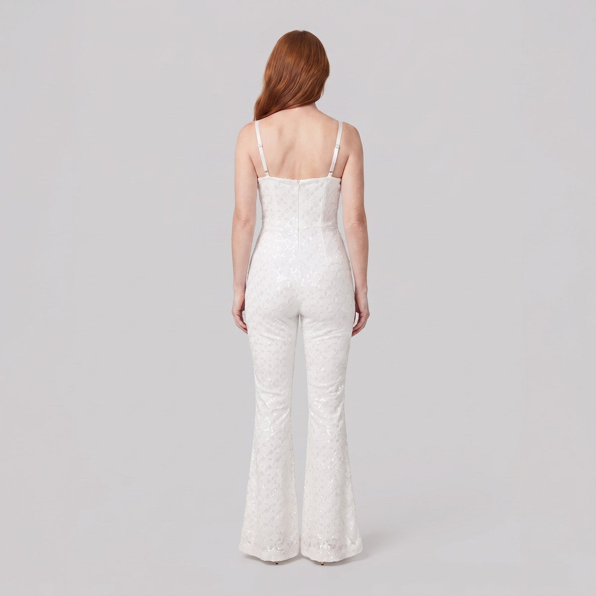 Velvet jumpsuit with a corseted bodice, view 4
