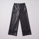 Helka faux leather wide leg trousers flat lay, full garment on light grey
