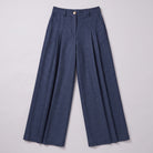 Hesper pleated wide leg trousers flat lay, full garment on light grey