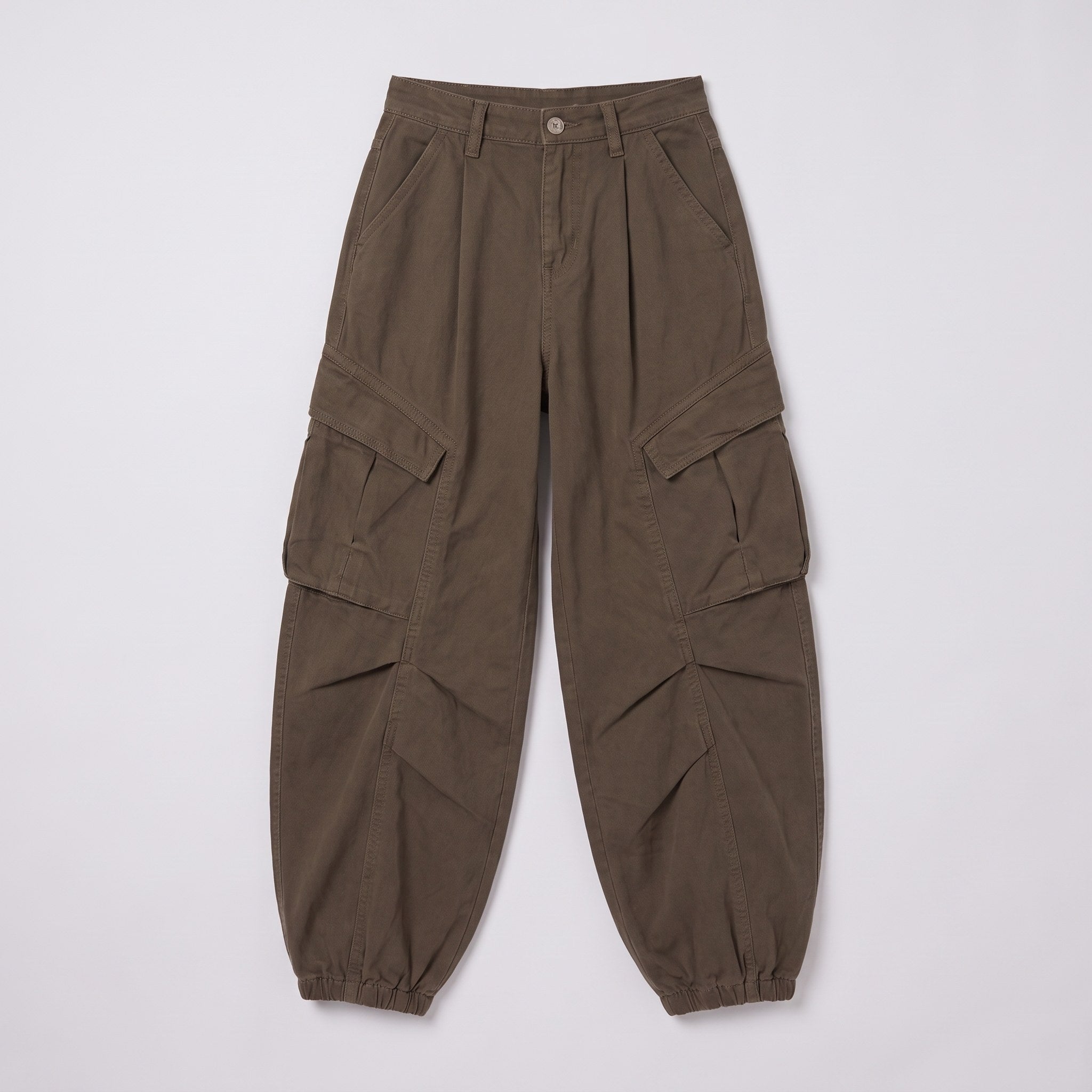 Inara baggy cargo trousers flat lay, full garment on light grey