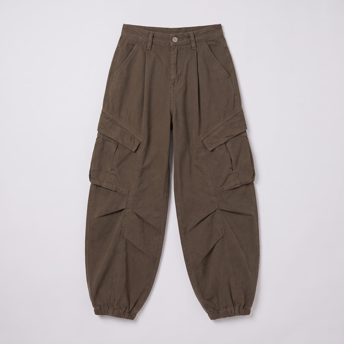 Inara baggy cargo trousers flat lay, full garment on light grey