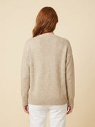 Beige soft knit jumper with a floral applique, view 3