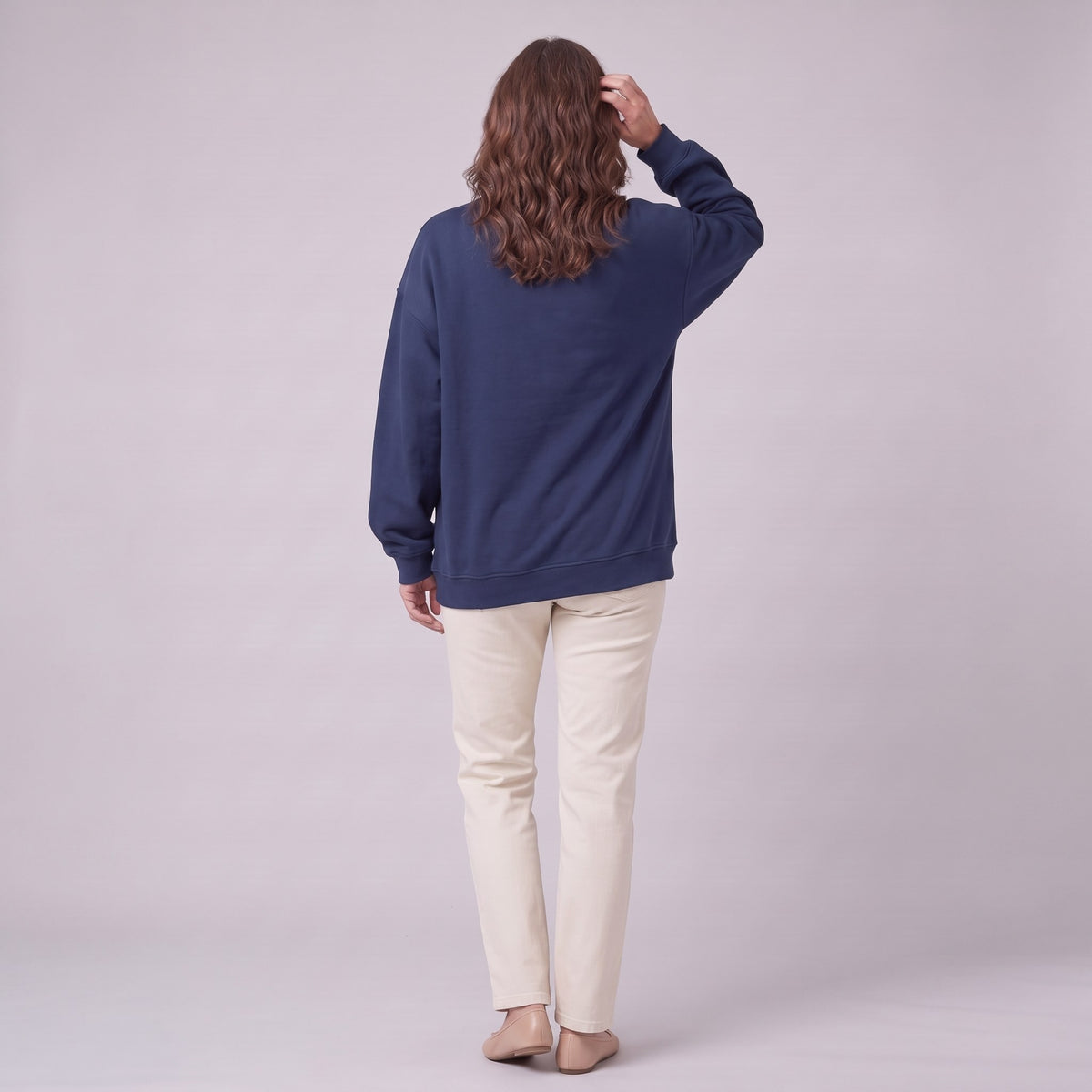 Kaia oversized sweatshirt in navy, back view