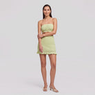 Lime green knit two-piece loungewear set, alternate pose