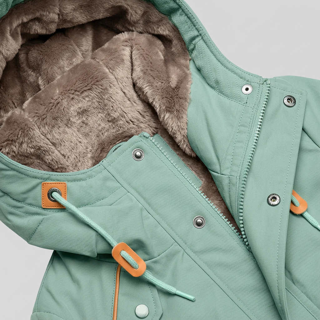 Green water-repellent parka, view 6