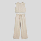 Khaki linen-blend co-ord set, product flat lay