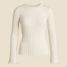 Slim-fit ribbed knit top with flared cuffs, view 5