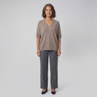 Soft jersey top with a V-neckline and half sleeves, view 1