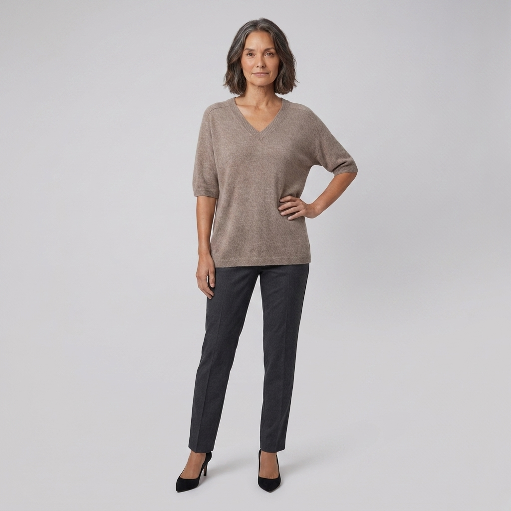 Half sleeve jersey top with a soft V-neck, view 2