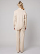Knit co-ord with a wrap-hem top and wide-leg trousers, view 3