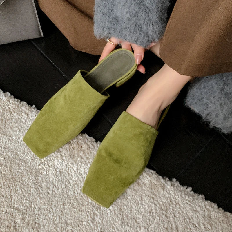 Croc-embossed mules in a leather blend with a low heel, view 1