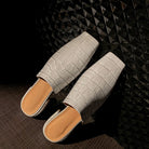 Croc-embossed mules with a low block heel, view 2
