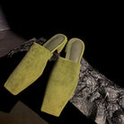 Croc-embossed mules with a low block heel, view 7