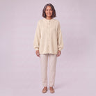 Magali oversized cardigan in cream beige, front view on model