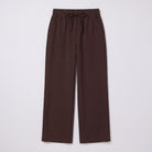 Mairead wide leg trousers flat lay, full garment in milk chocolate brown on light grey