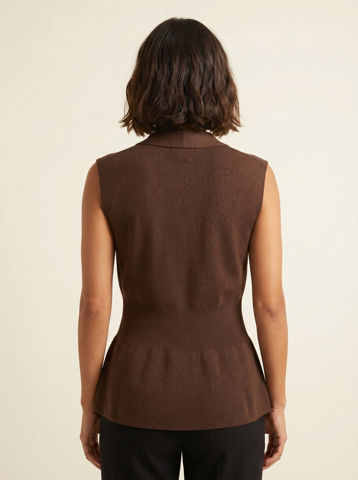 Knit gilet with a shawl collar and single gold button, view 3