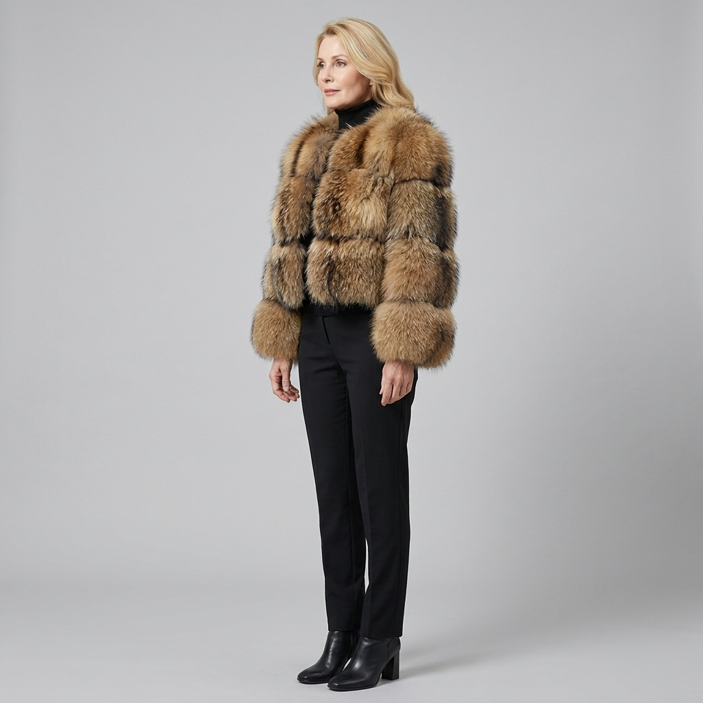 Brown coat showing the faux fur trim detail, view 3