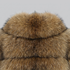 Brown mid-length coat with faux fur trim, view 6