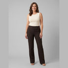Straight-leg trousers with a thick fold-over waistband, view 1