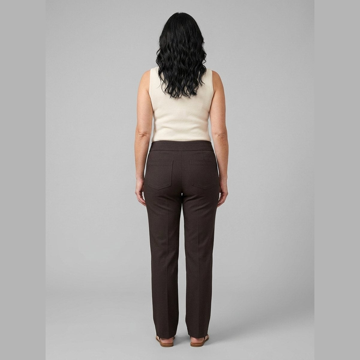 Straight-leg trousers showing the clean front seam, view 4