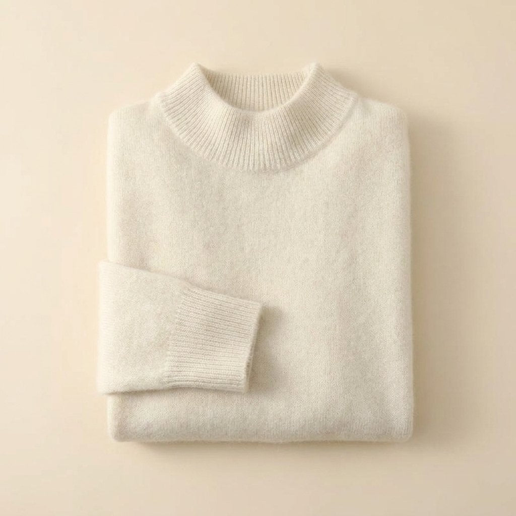 Ribbed funnel neck jumper in a cashmere blend, view 6