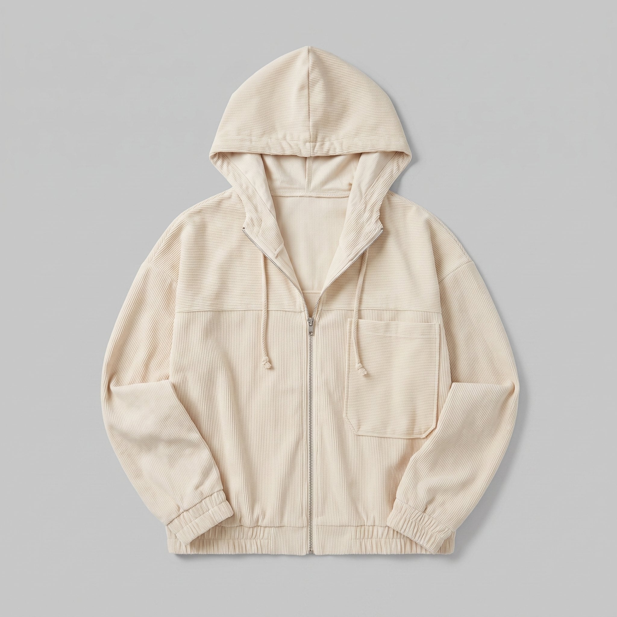 Hooded corduroy jacket with a zip front, view 9