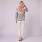 Nieve pumpkin fair isle sweater in grey, back view showing patterned yoke