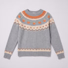 Nieve pumpkin fair isle sweater in grey, flat lay product shot