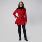 Sherpa lined wool coat with a wide collar, view 2