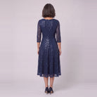 Novara navy sequin dress seen from behind